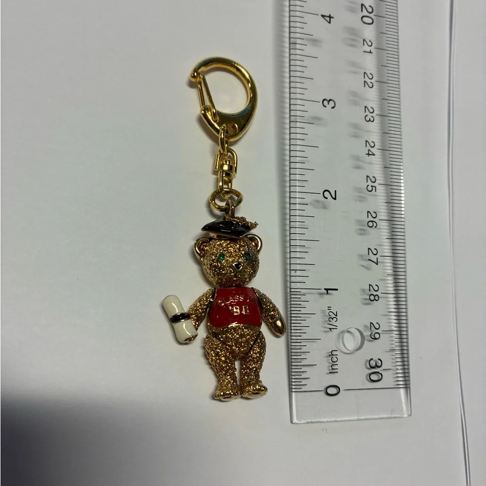 Vintage Teddy Bear Keychain with Red Accents - Picture 6 of 6